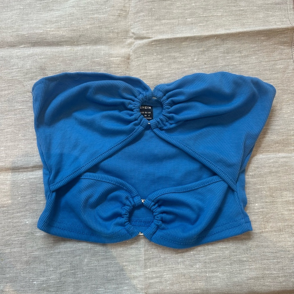 SHEIN Royal Blue Gathered Tube Top